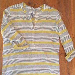 Old Navy Linen Tunic with Navy and Mustard Stripes
